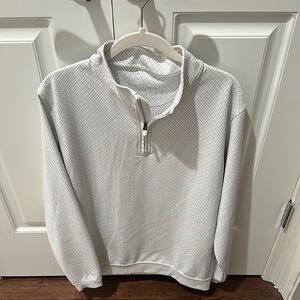 White and Gray Large USA Palm Quarter-Zip Pullover